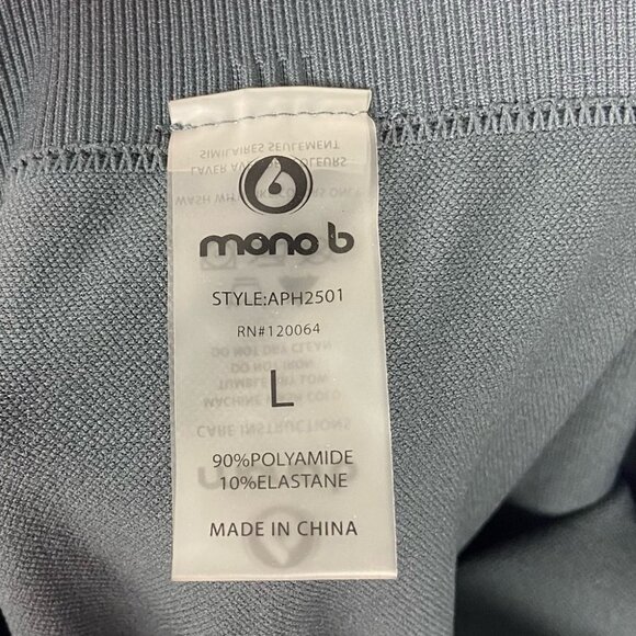 Mono B Grey High Rise Ribbed Leggings Size Large‎ Style APH2501 Yoga Dance Pants - Picture 3 of 11